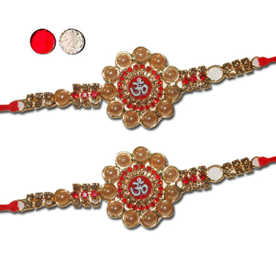 "Stone Studded Rakhi - SR-9010 A -code018 (2 RAKHIS) - Click here to View more details about this Product